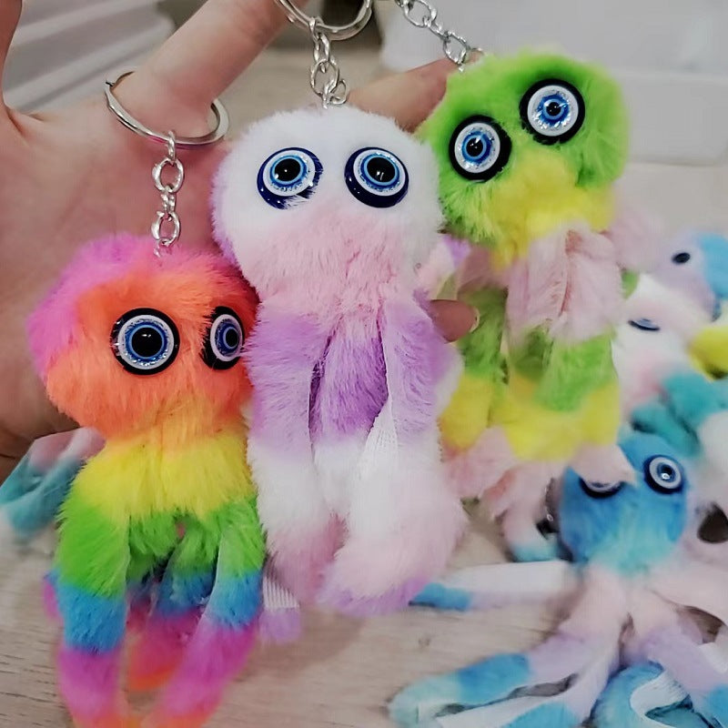 Wholesale Plush Colorful Octopus Keychain